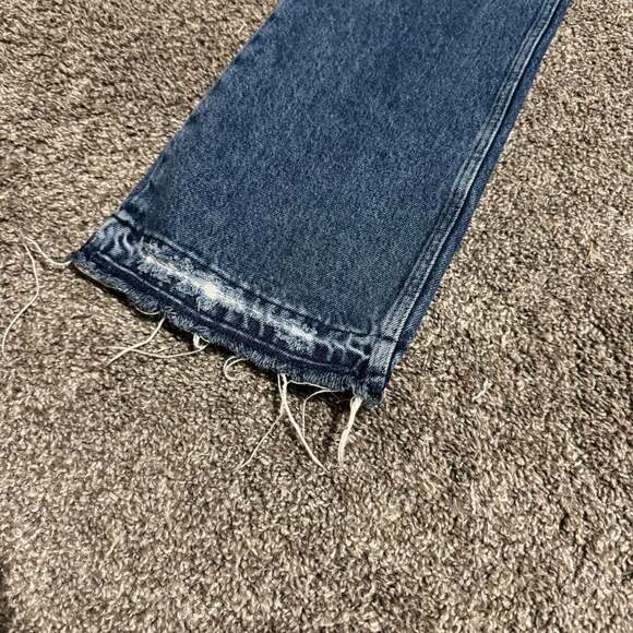 ZON JEANS High-Waisted Straight Leg Jeans, Frayed Hem, Blue Denim - Picture 2 of 5